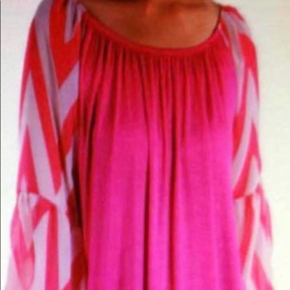 New Pink and white Chevron Top